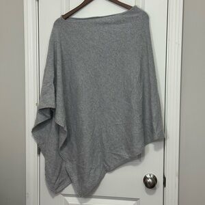 NWT Pure Amici Cashmere Poncho Sweater Gray Silver Metallic